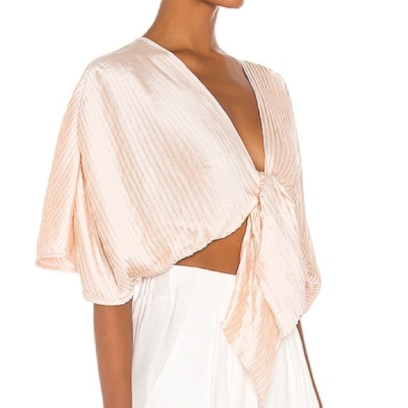 NWT LPA x REVOLVE Morgan Pleated Top Blouse in Peach Nude - Picture 3 of 9
